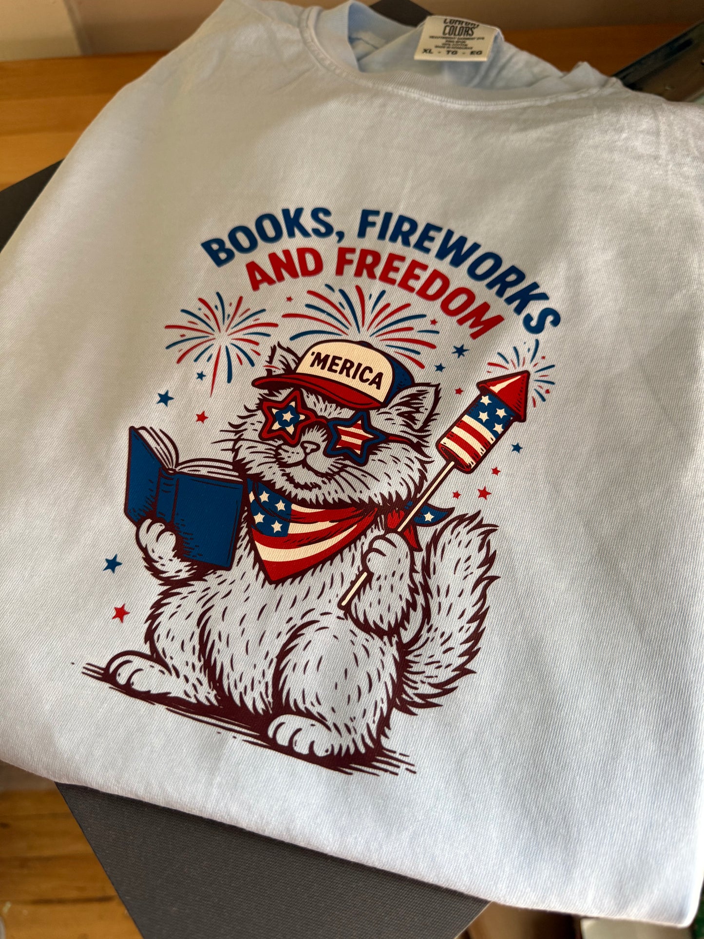 Books, Fireworks, and Freedom Tee