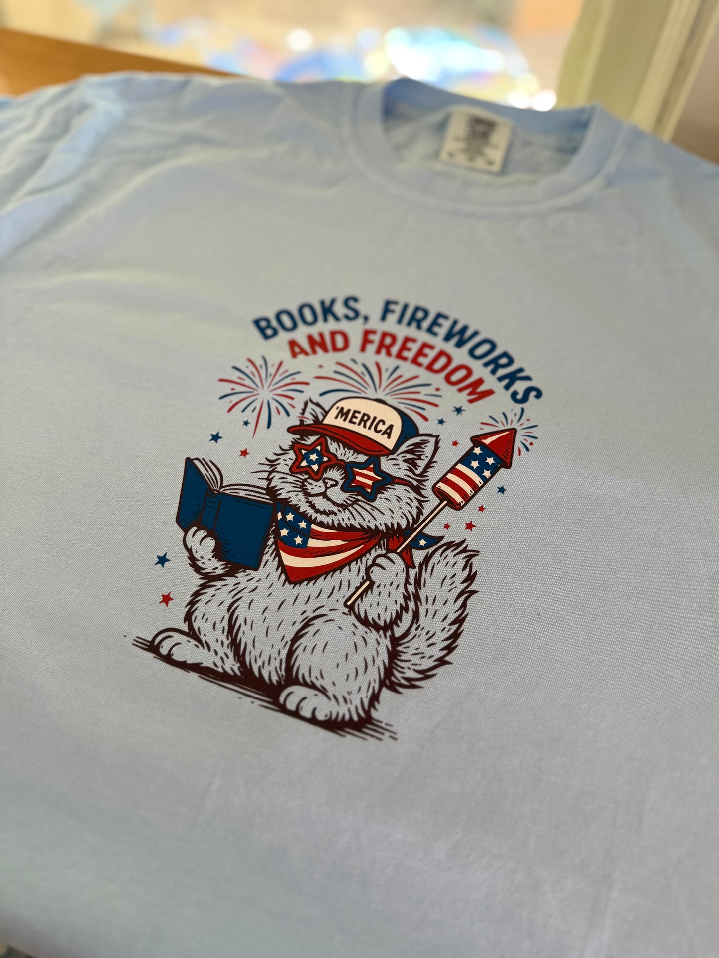 Books, Fireworks, and Freedom Tee