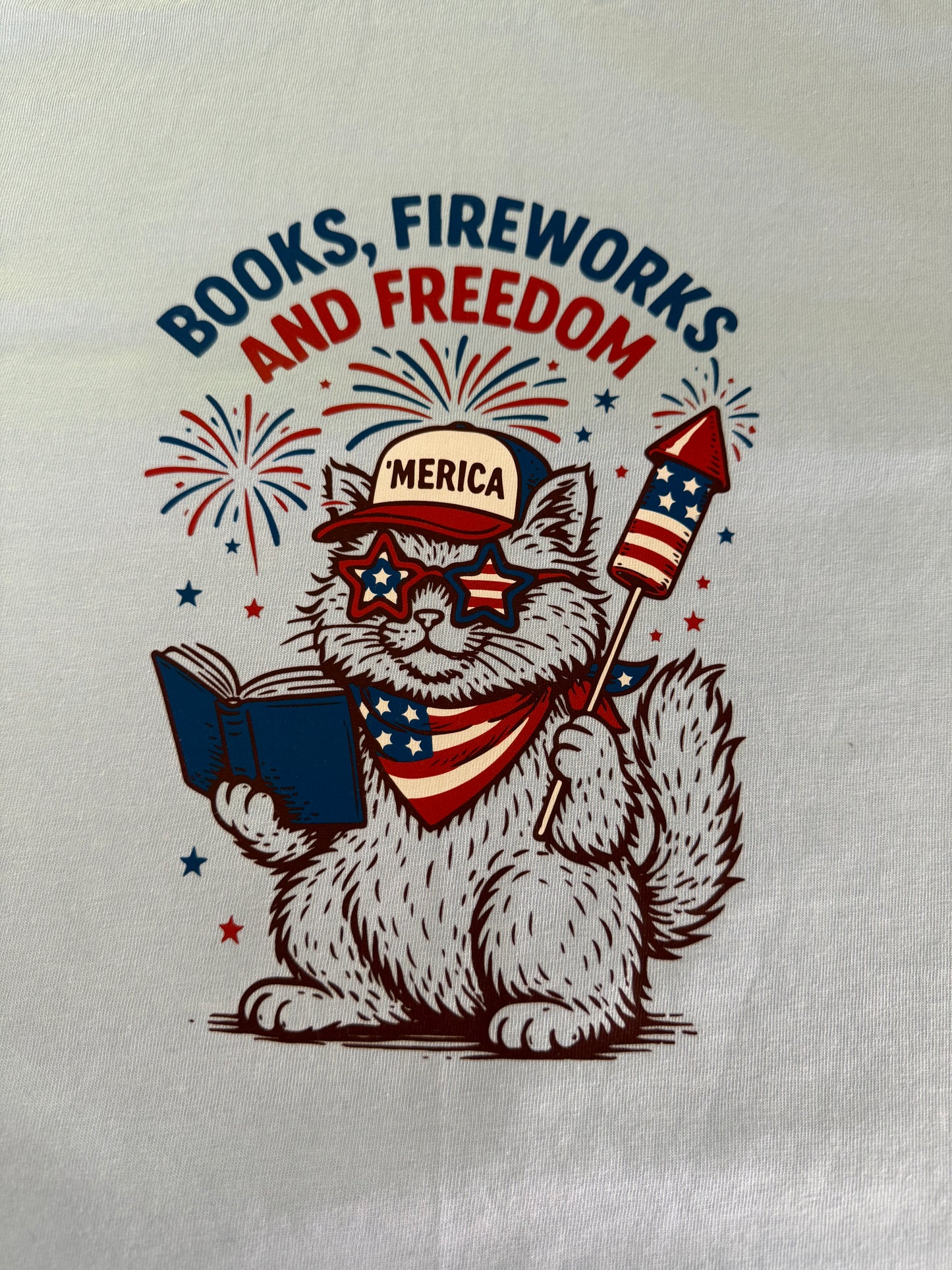 Books, Fireworks, and Freedom Tee