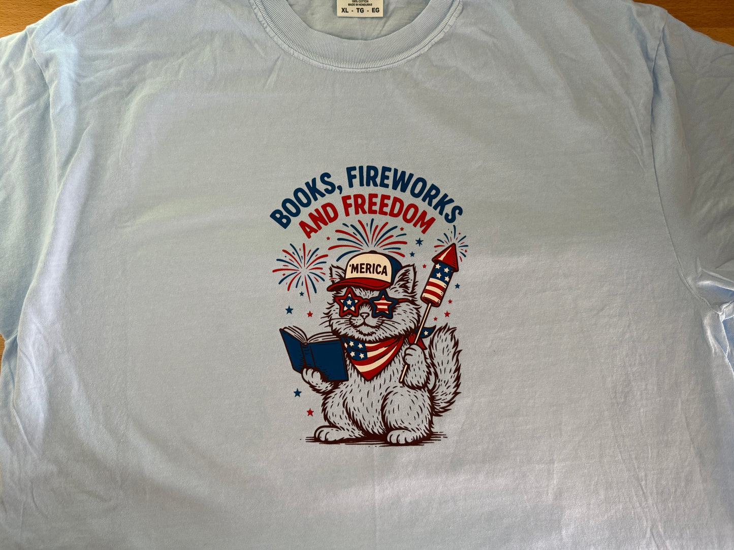 Books, Fireworks, and Freedom Tee