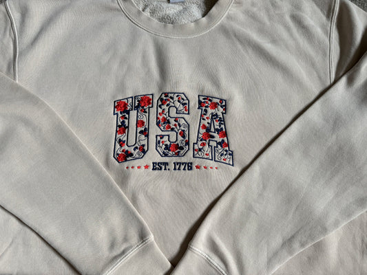 USA Embroidered Crewneck