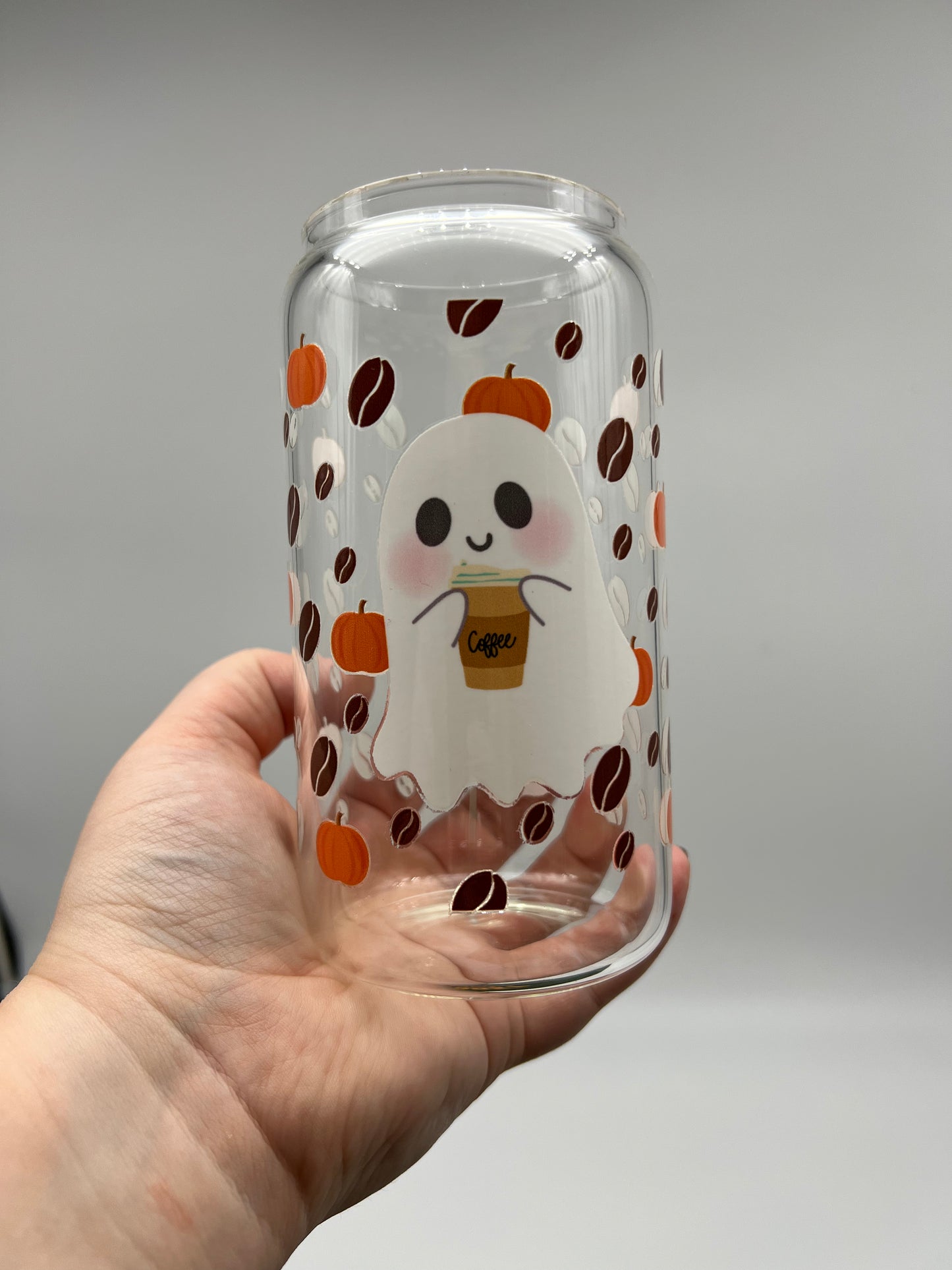 Boo Latte 160z Glass Can